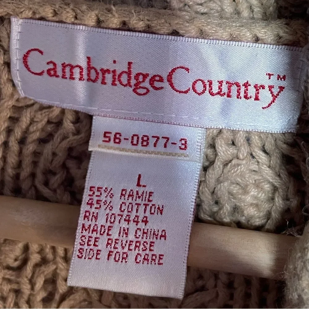 5 for $25🔥Vintage Cambridge Country‎ Tan 3D Knit Sweater Large